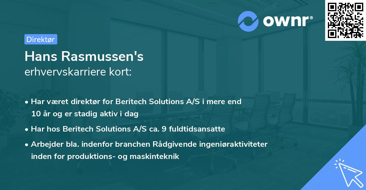 Hans Rasmussen's erhvervskarriere kort