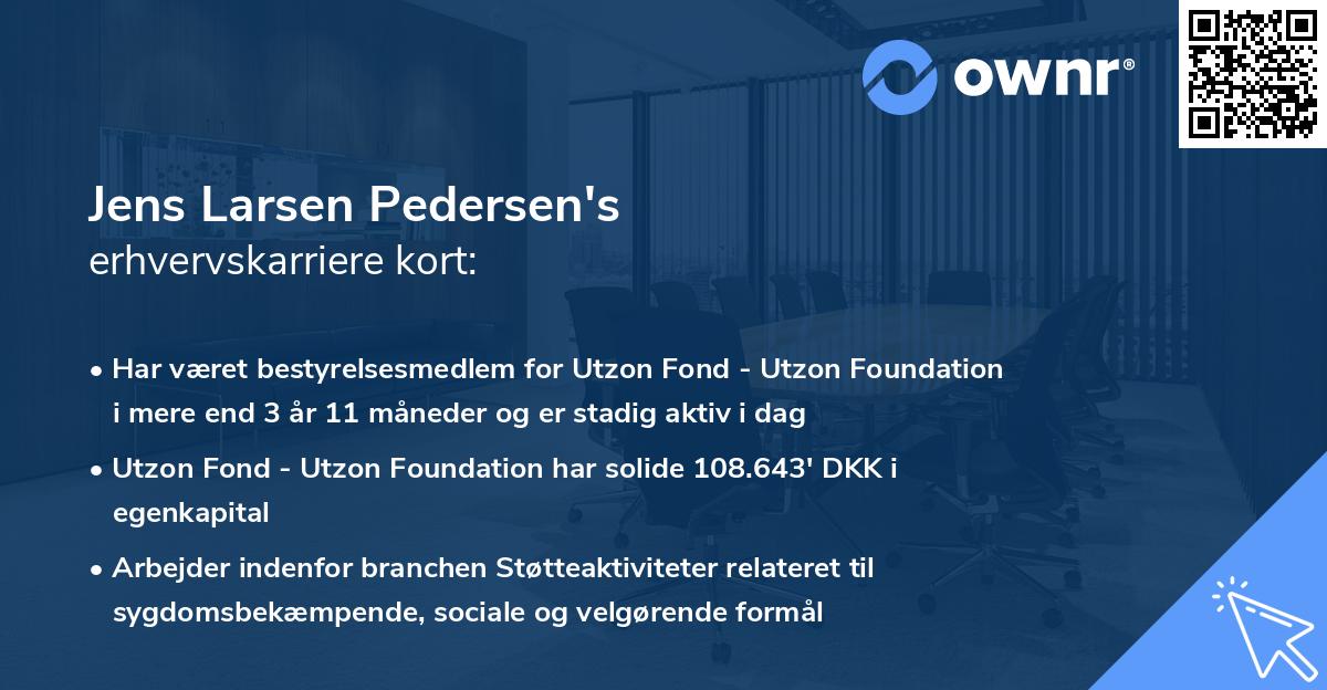 Jens Larsen Pedersen's erhvervskarriere kort