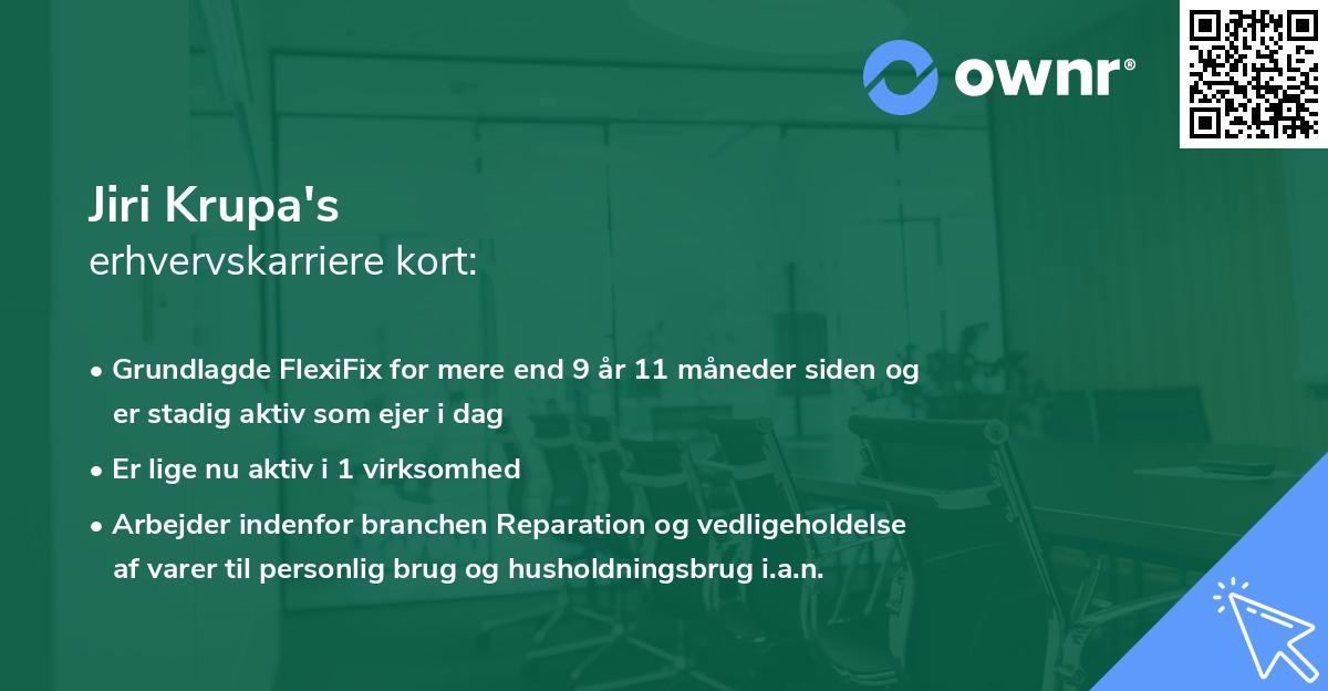 Jiri Krupa's erhvervskarriere kort