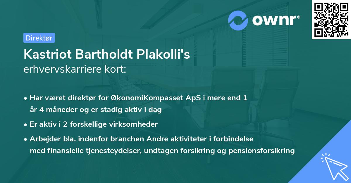 Kastriot Bartholdt Plakolli's erhvervskarriere kort