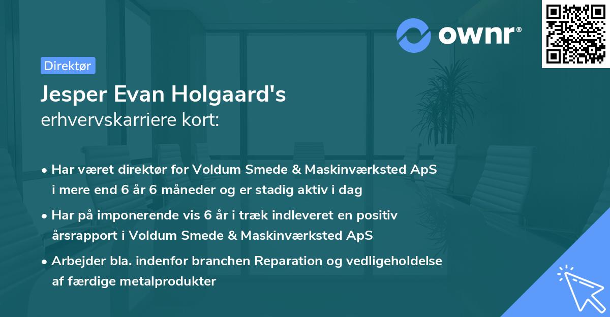 Jesper Evan Holgaard's erhvervskarriere kort