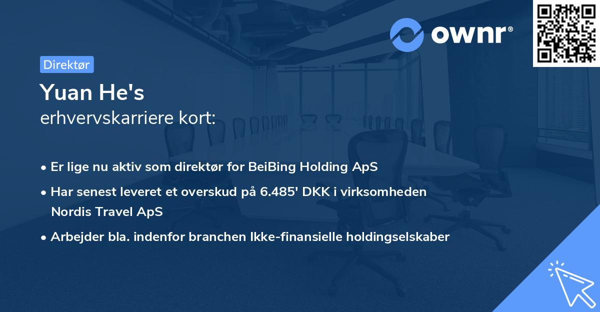 Yuan He's erhvervskarriere kort