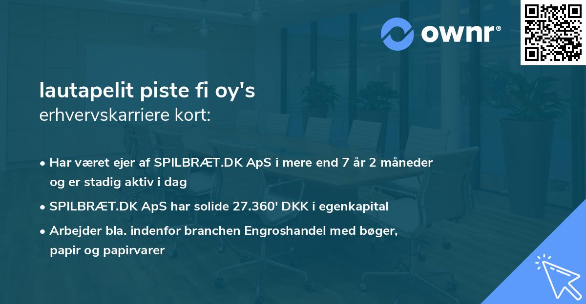 lautapelit piste fi oy's erhvervskarriere kort