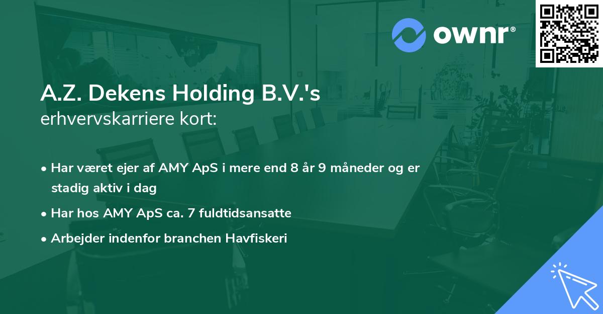A.Z. Dekens Holding B.V.'s erhvervskarriere kort