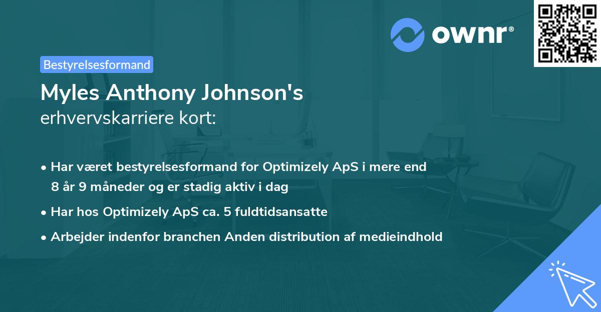 Myles Anthony Johnson's erhvervskarriere kort