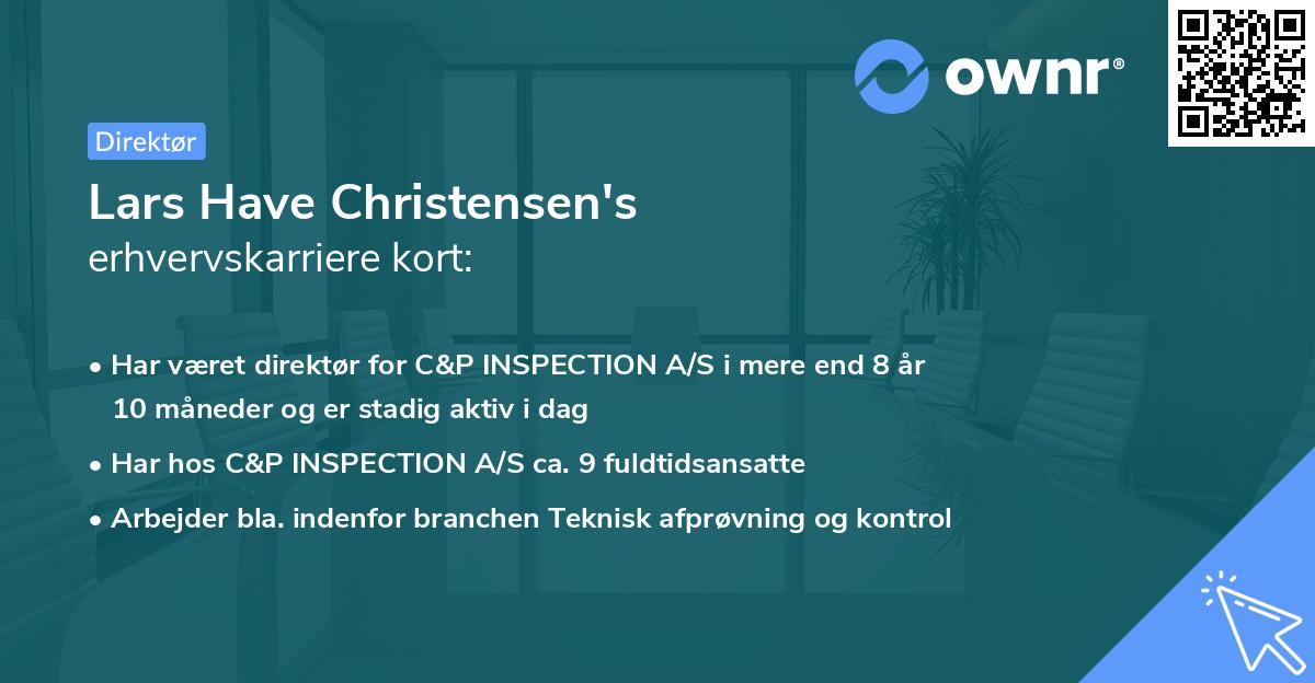 Lars Have Christensen's erhvervskarriere kort