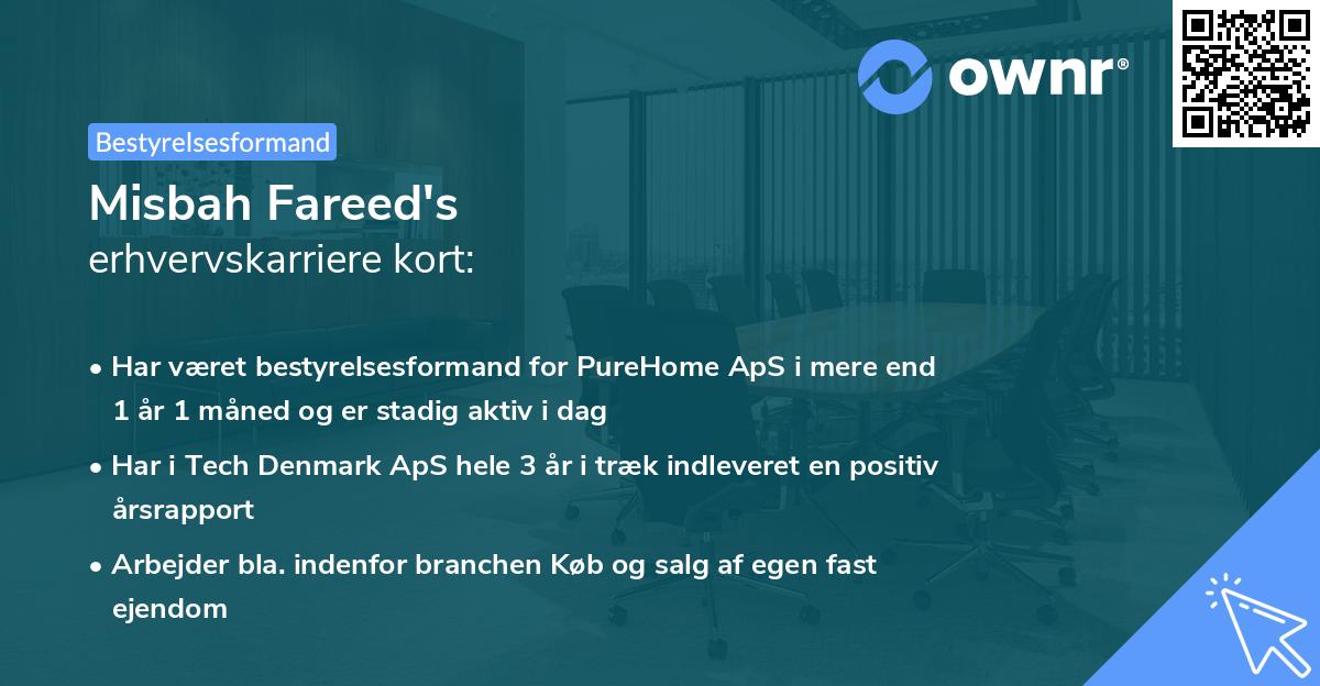 Misbah Fareed's erhvervskarriere kort