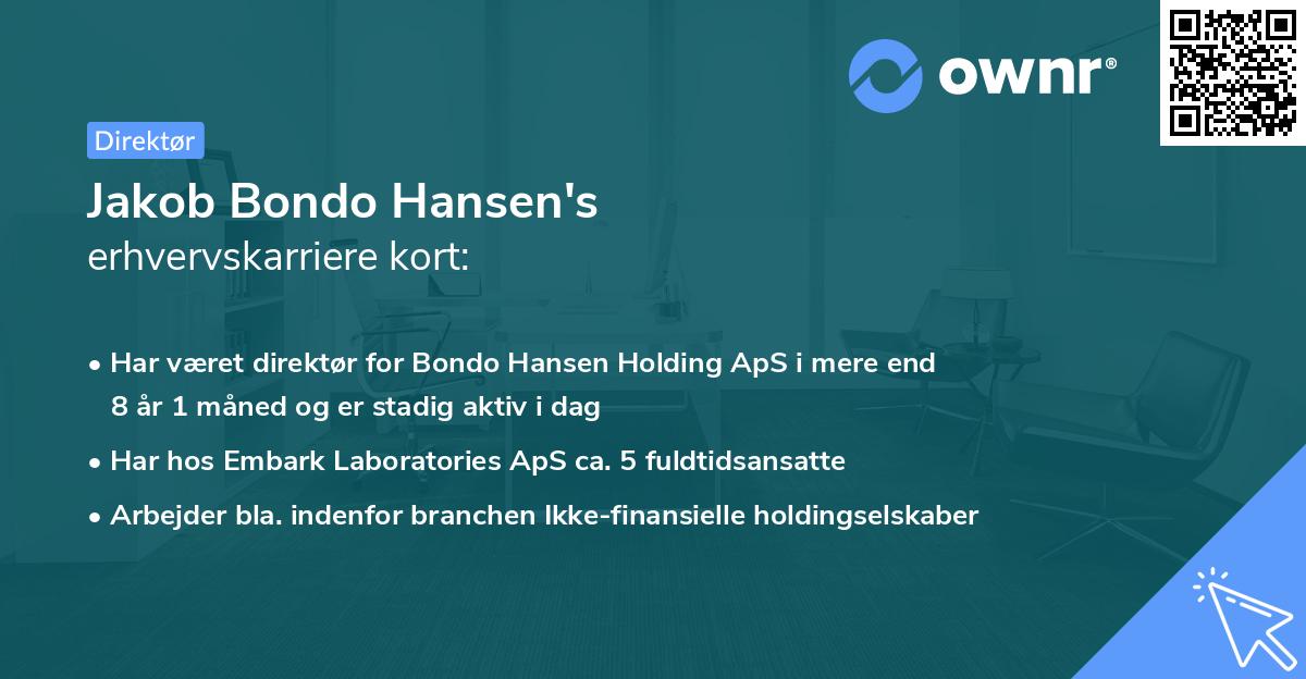 Jakob Bondo Hansen's erhvervskarriere kort