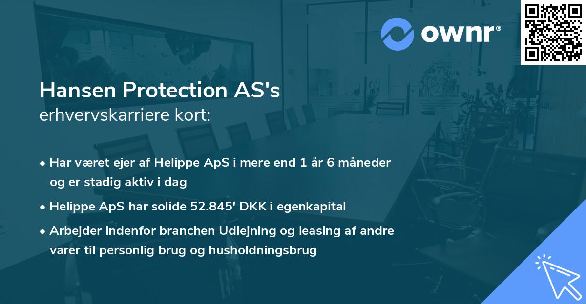 Hansen Protection AS's erhvervskarriere kort