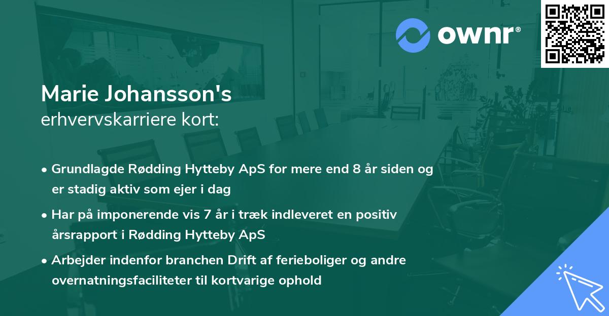 Marie Johansson's erhvervskarriere kort