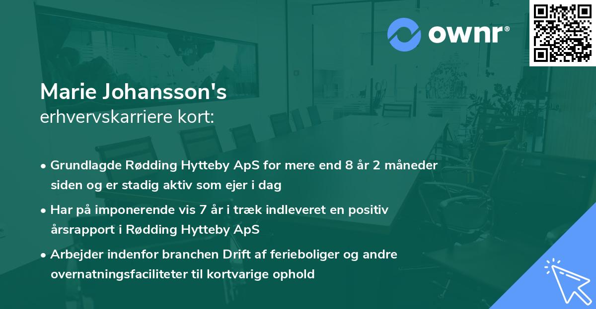 Marie Johansson's erhvervskarriere kort