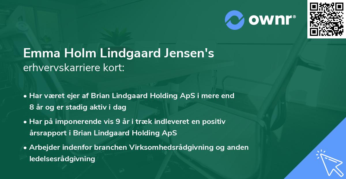 Emma Holm Lindgaard Jensen's erhvervskarriere kort