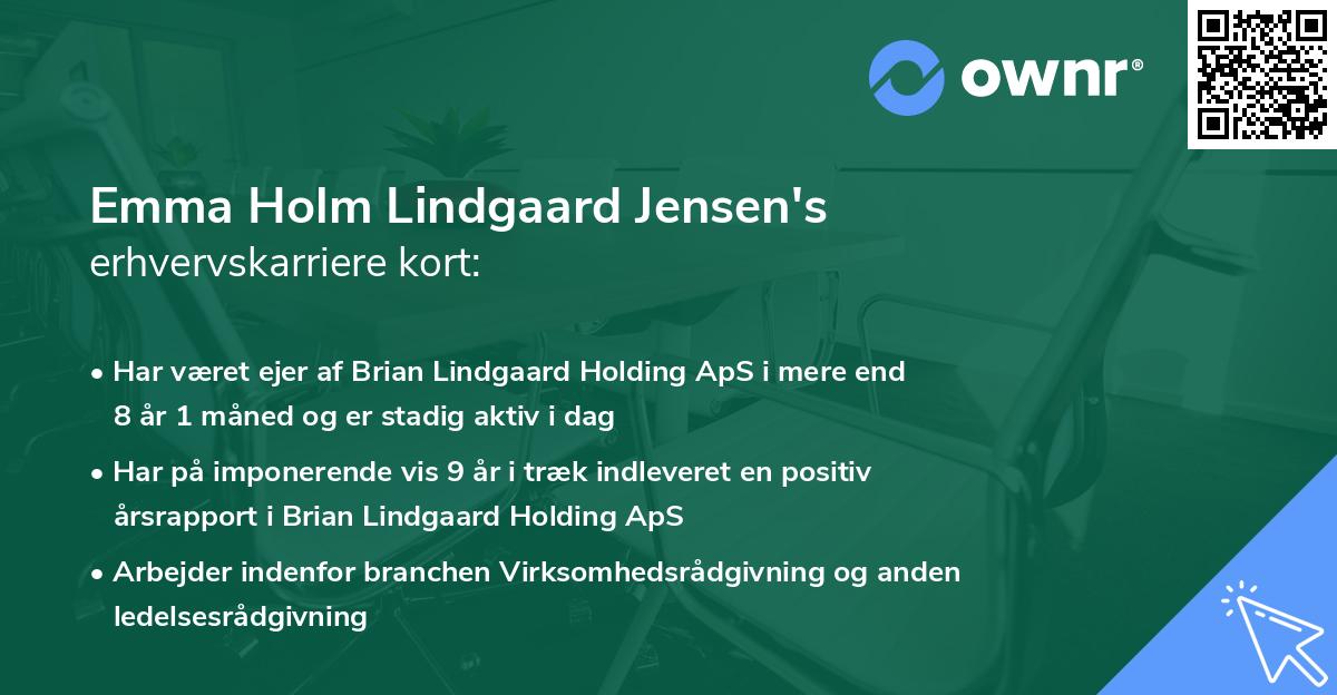 Emma Holm Lindgaard Jensen's erhvervskarriere kort