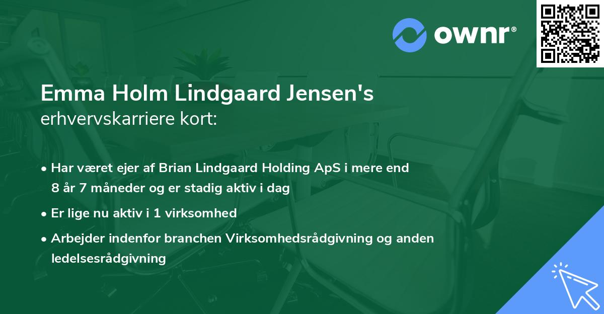 Emma Holm Lindgaard Jensen's erhvervskarriere kort