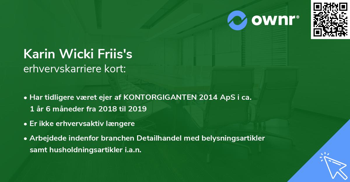 Karin Wicki Friis's erhvervskarriere kort