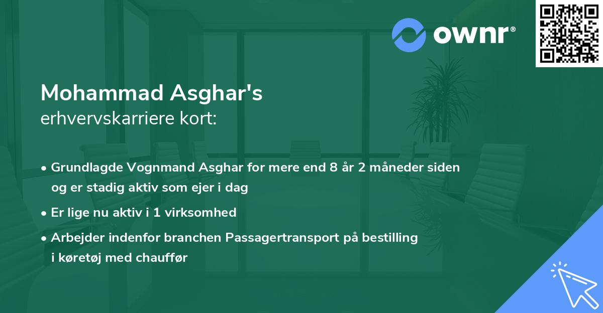 Mohammad Asghar's erhvervskarriere kort