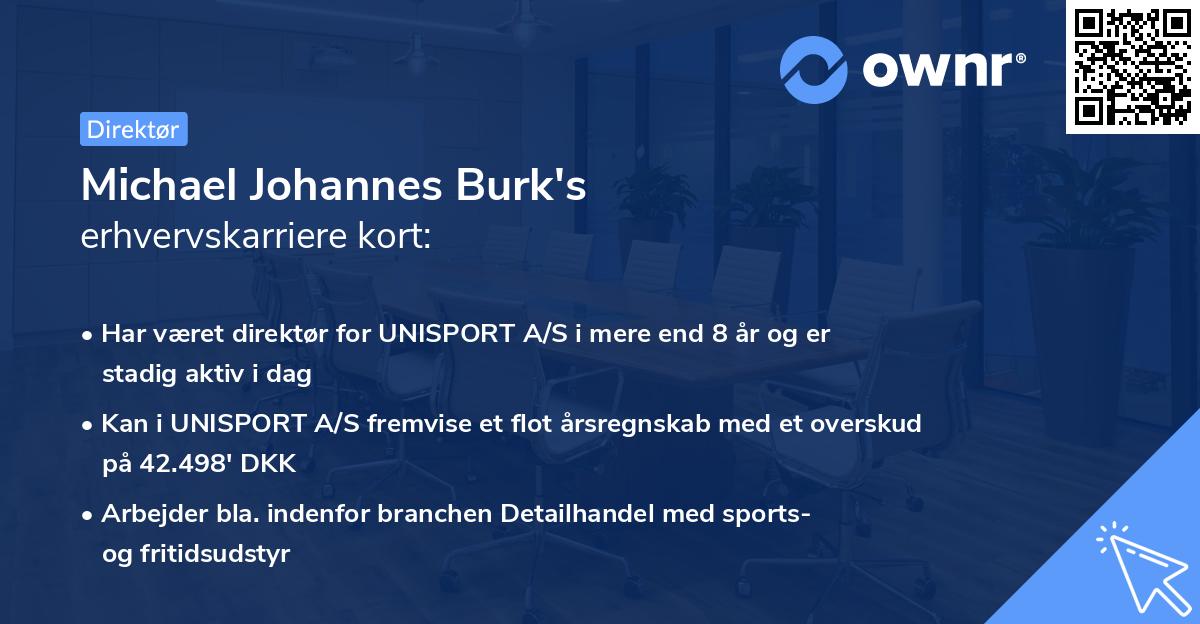 Michael Johannes Burk's erhvervskarriere kort