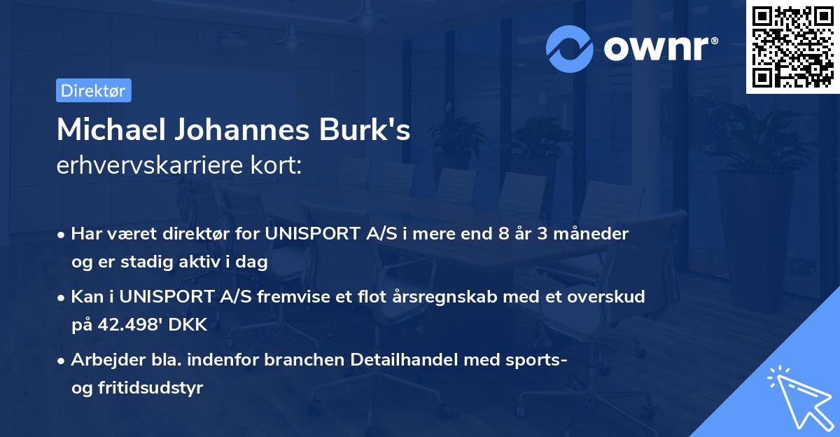Michael Johannes Burk's erhvervskarriere kort