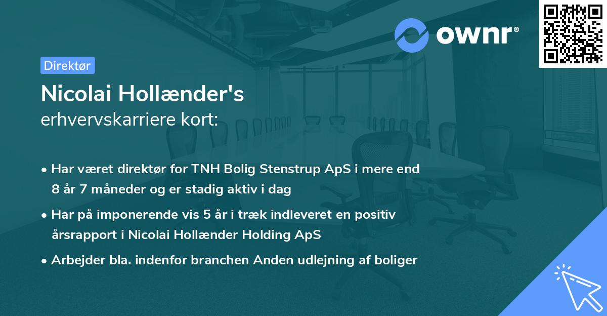 Nicolai Hollænder's erhvervskarriere kort