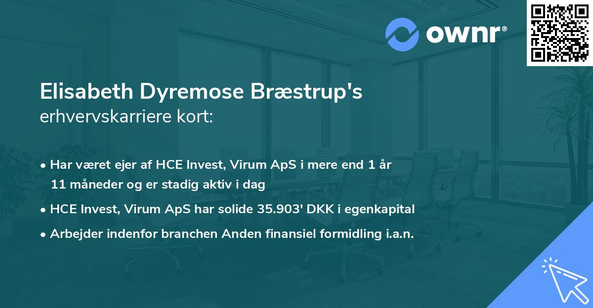 Elisabeth Dyremose Bræstrup's erhvervskarriere kort
