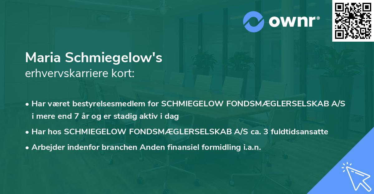 Maria Schmiegelow's erhvervskarriere kort