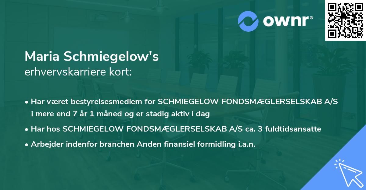 Maria Schmiegelow's erhvervskarriere kort