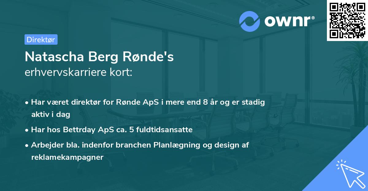 Natascha Berg Rønde's erhvervskarriere kort