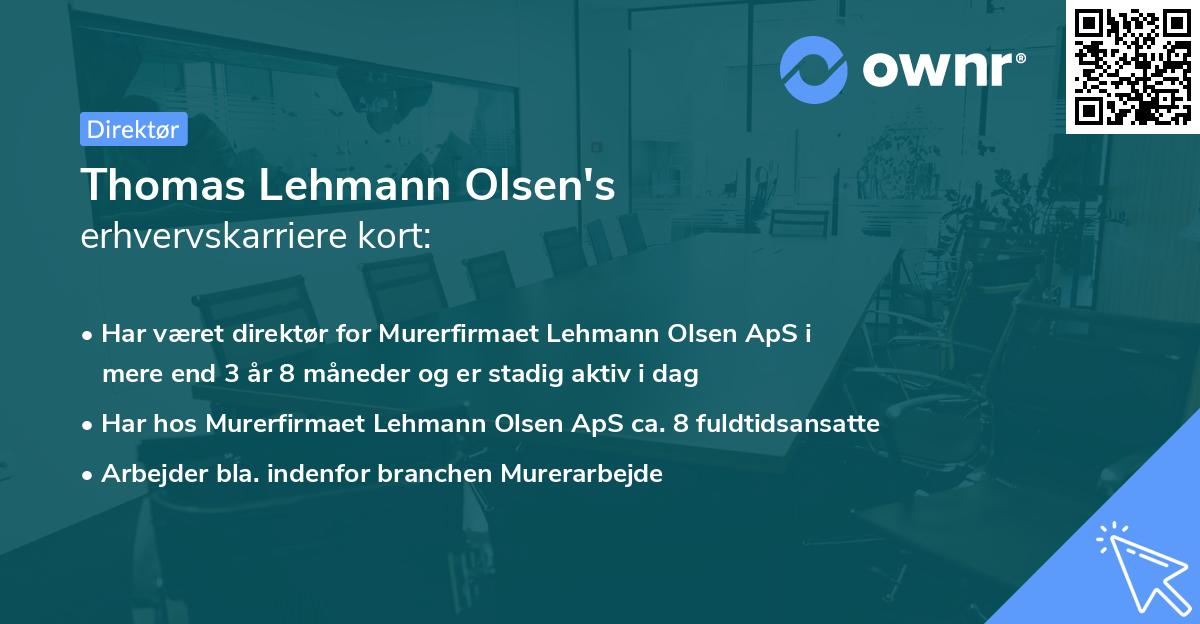 Thomas Lehmann Olsen's erhvervskarriere kort