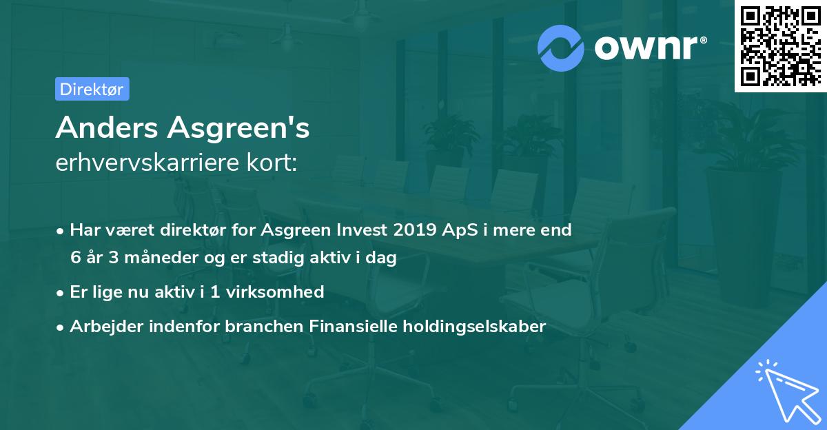 Anders Asgreen's erhvervskarriere kort