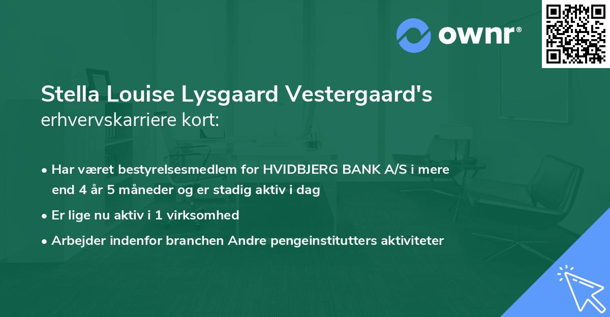 Stella Louise Lysgaard Vestergaard's erhvervskarriere kort