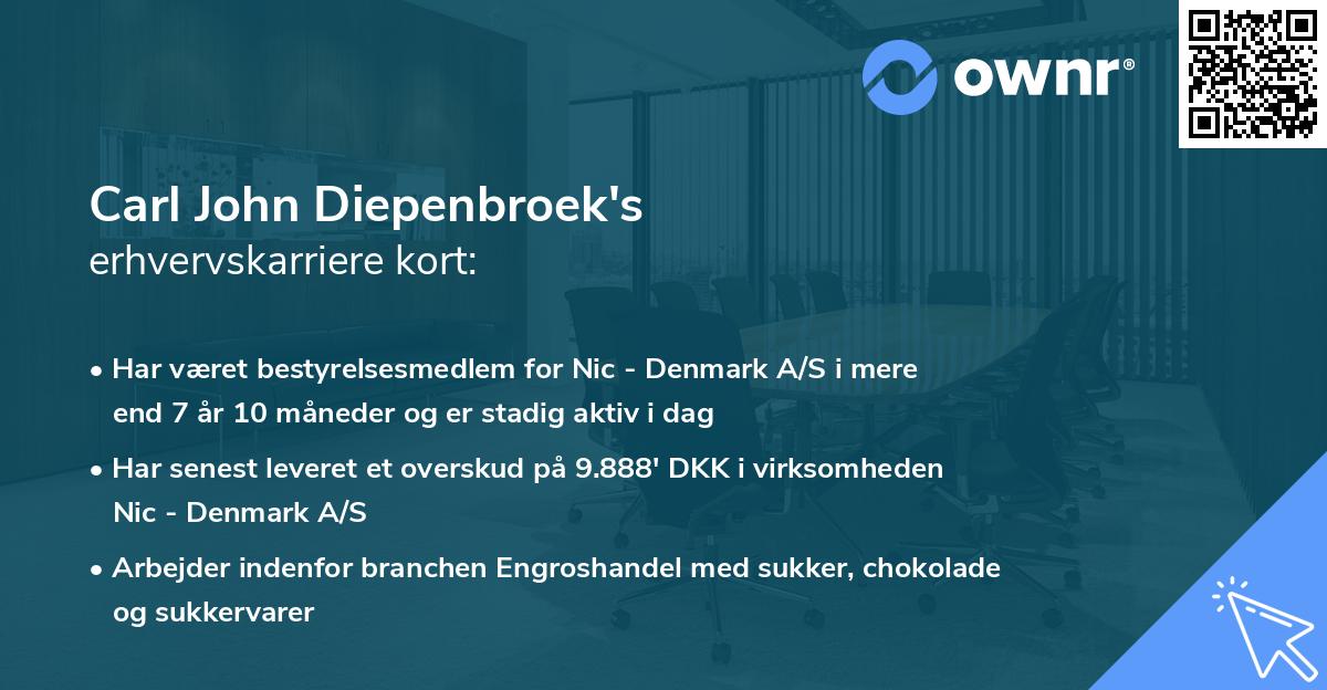 Carl John Diepenbroek's erhvervskarriere kort