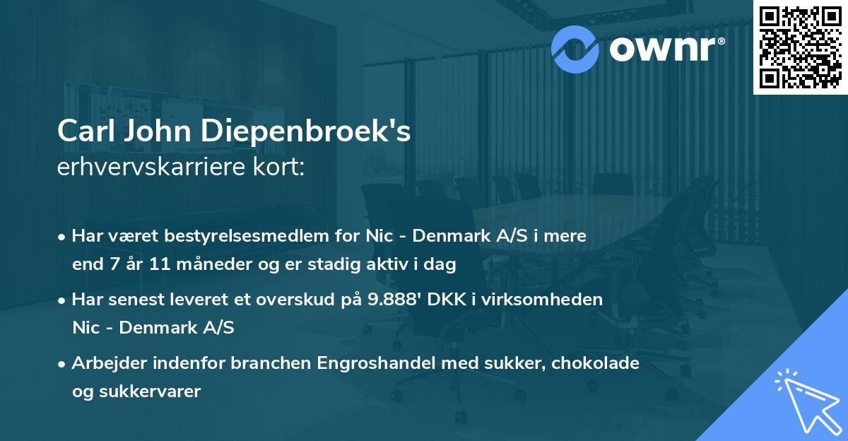 Carl John Diepenbroek's erhvervskarriere kort