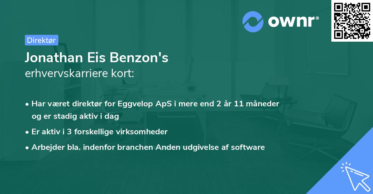 Jonathan Eis Benzon's erhvervskarriere kort