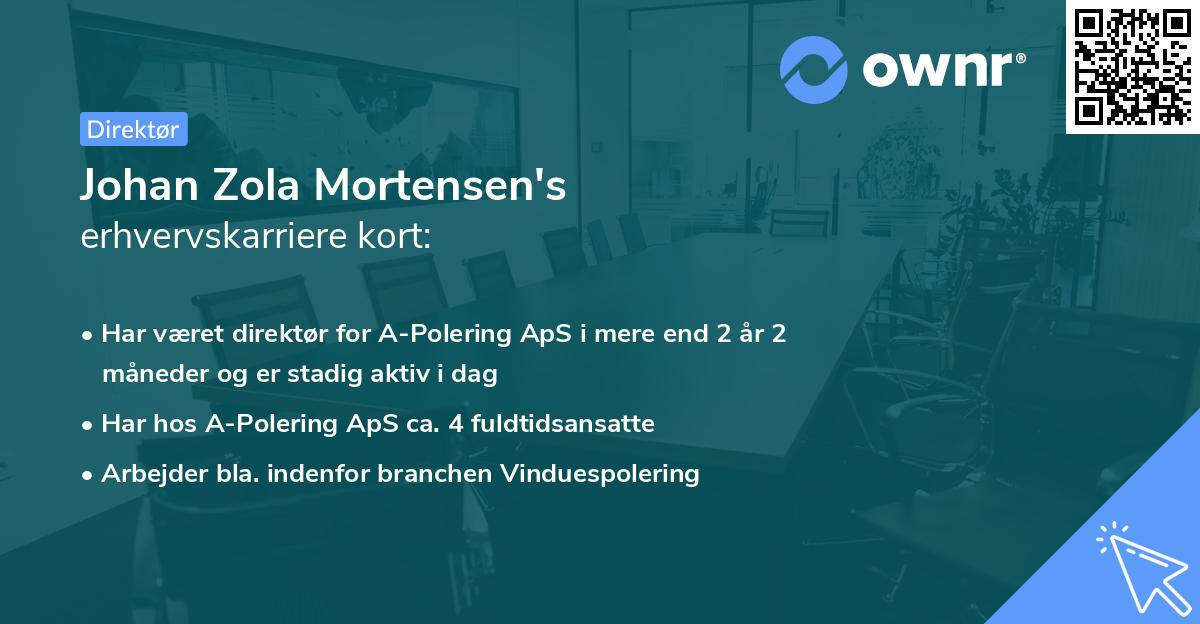 Johan Zola Mortensen's erhvervskarriere kort