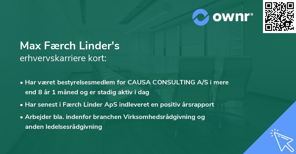 Max Færch Linder's erhvervskarriere kort