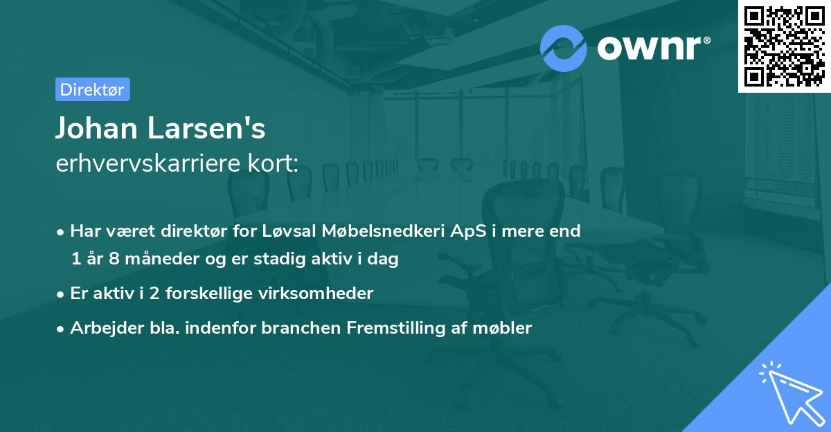 Johan Larsen's erhvervskarriere kort