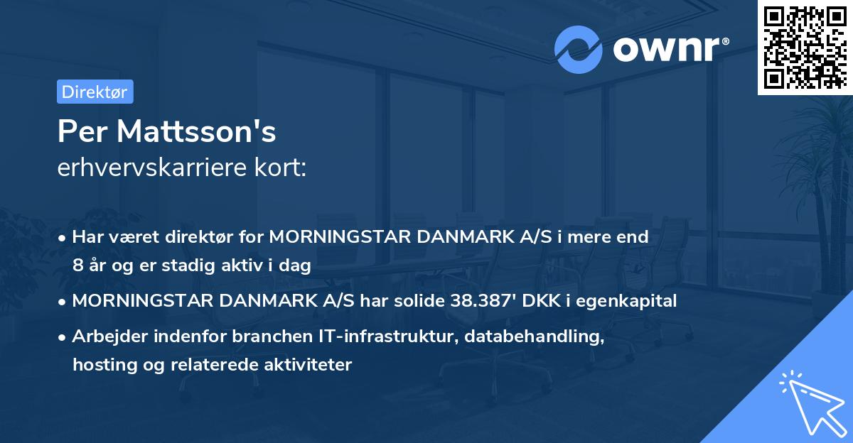 Per Mattsson's erhvervskarriere kort