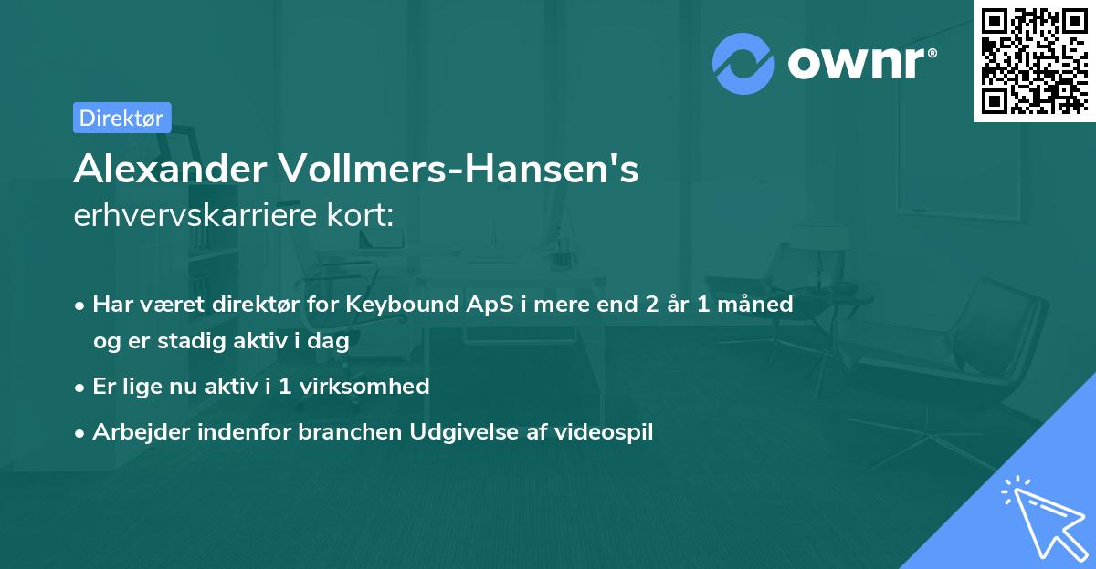 Alexander Vollmers-Hansen's erhvervskarriere kort