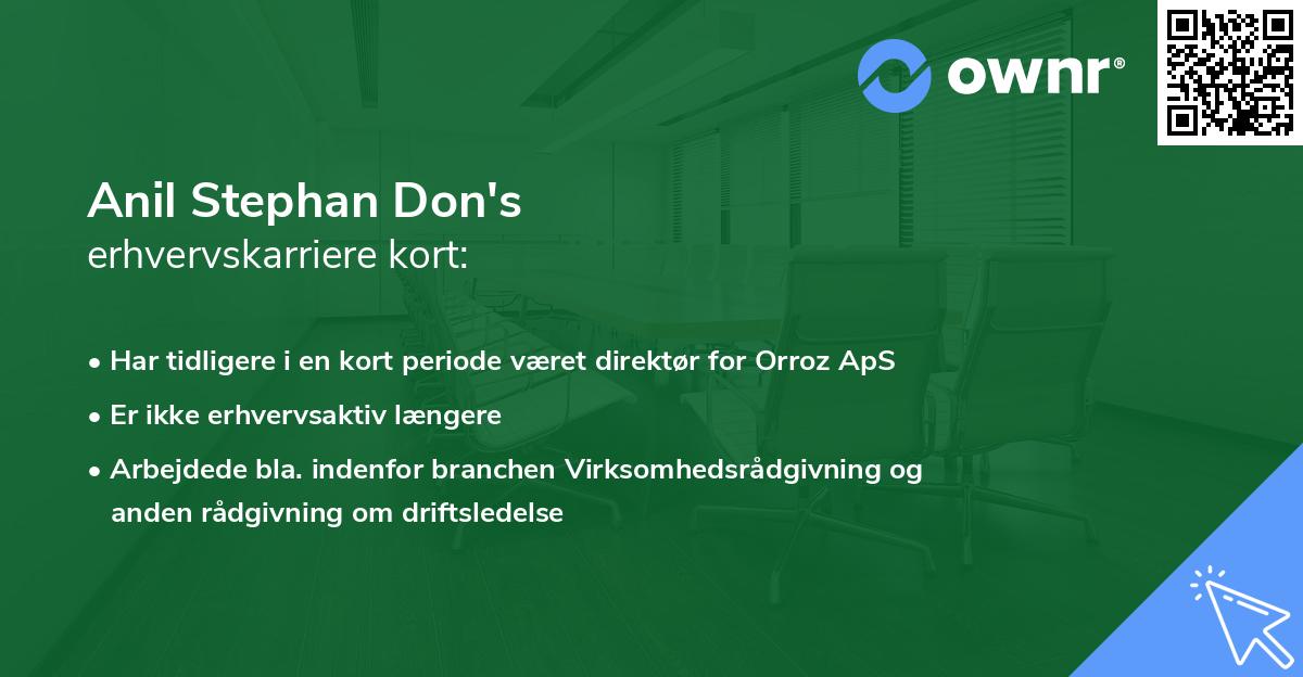 Anil Stephan Don's erhvervskarriere kort