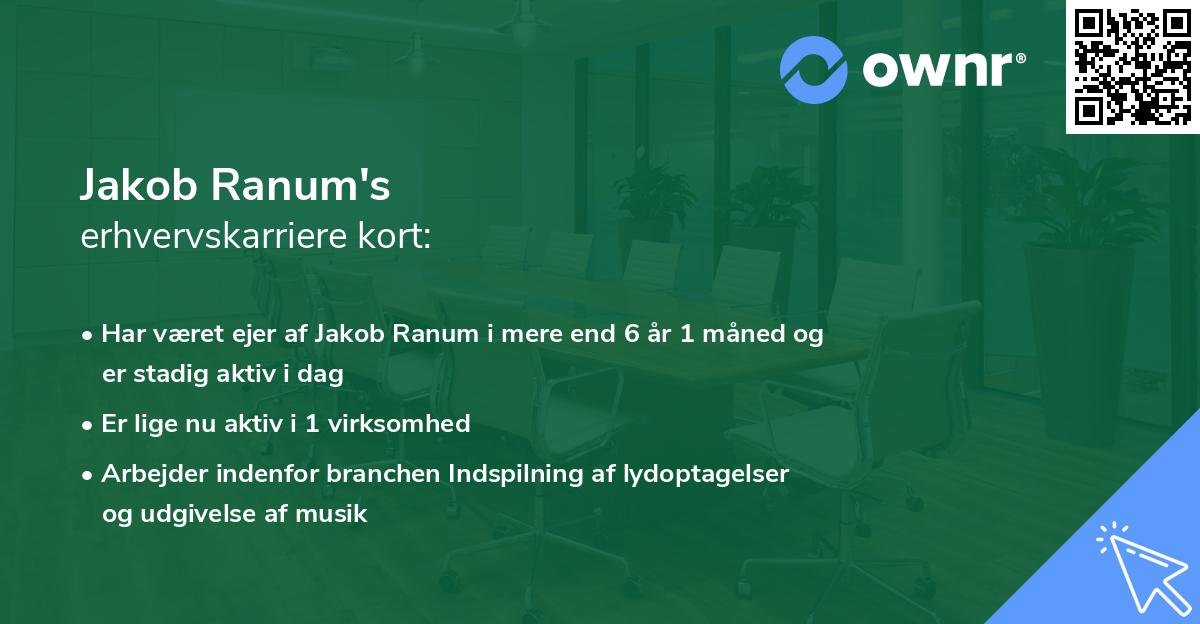 Jakob Ranum's erhvervskarriere kort