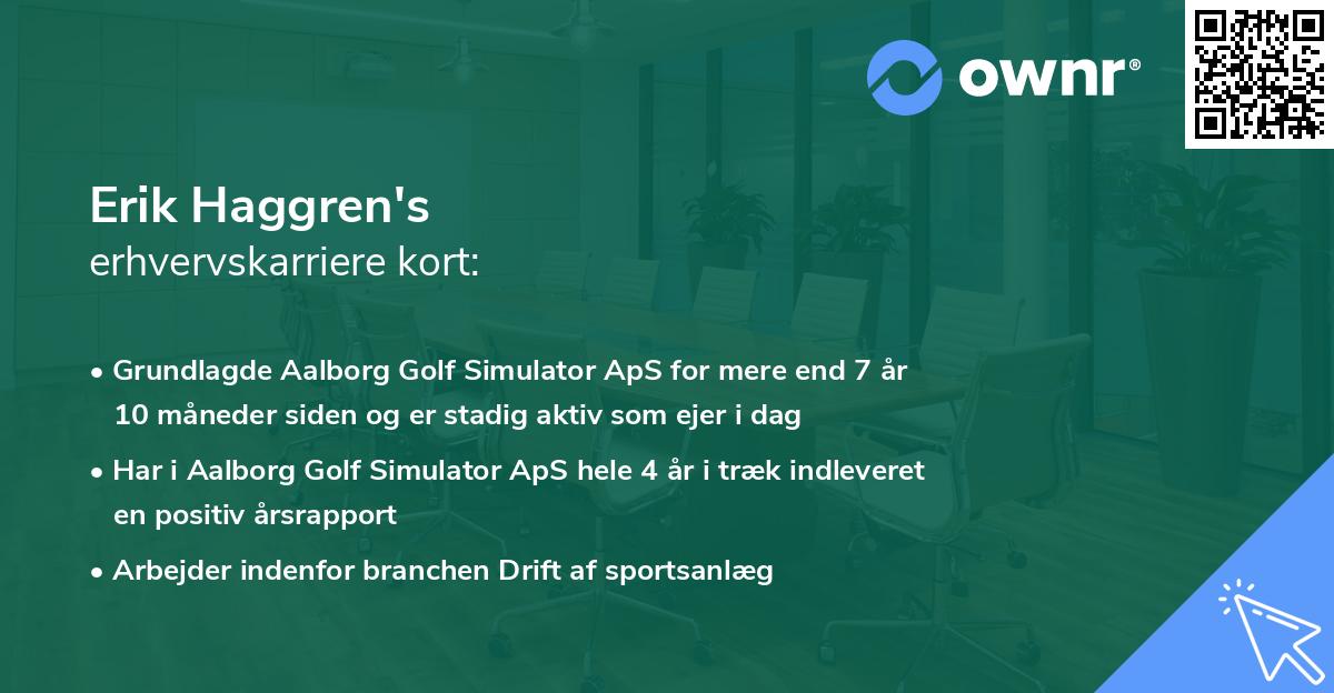 Erik Haggren's erhvervskarriere kort