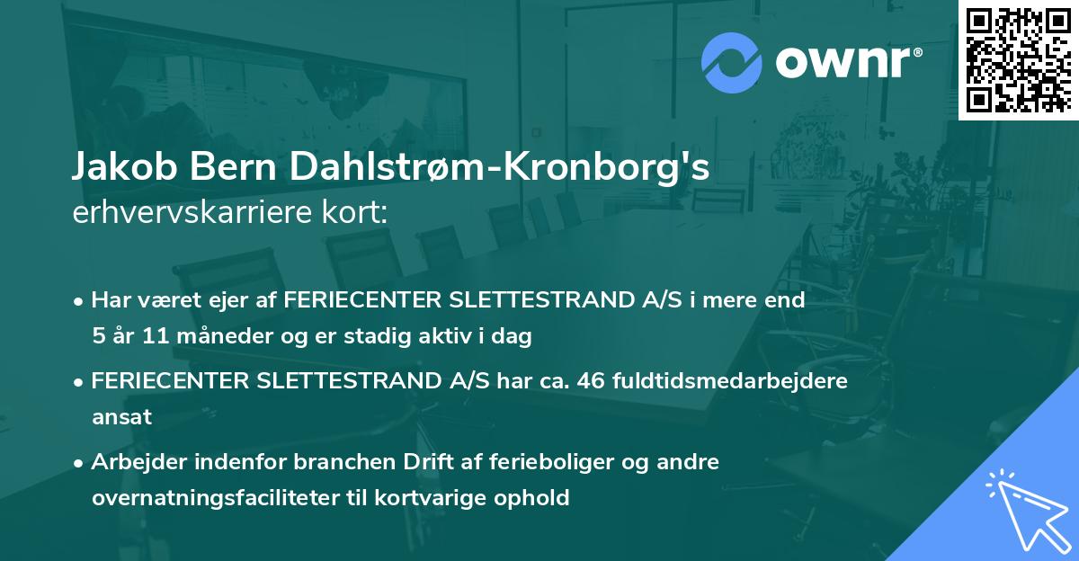 Jakob Bern Dahlstrøm-Kronborg's erhvervskarriere kort