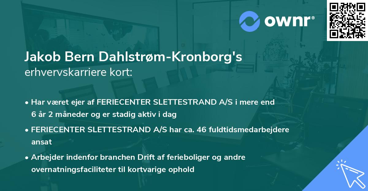 Jakob Bern Dahlstrøm-Kronborg's erhvervskarriere kort