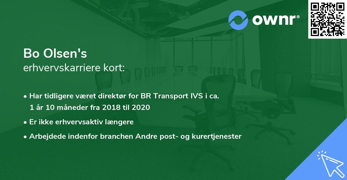 Bo Olsen's erhvervskarriere kort