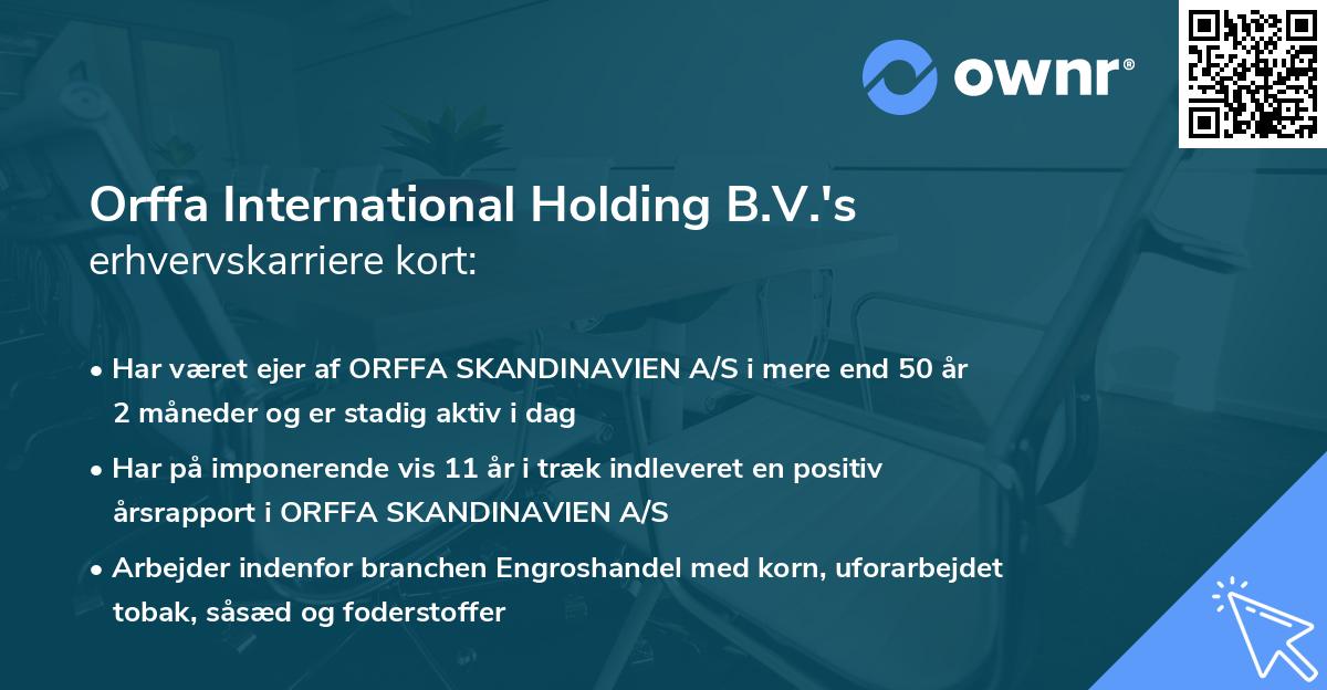 Orffa International Holding B.V.'s erhvervskarriere kort
