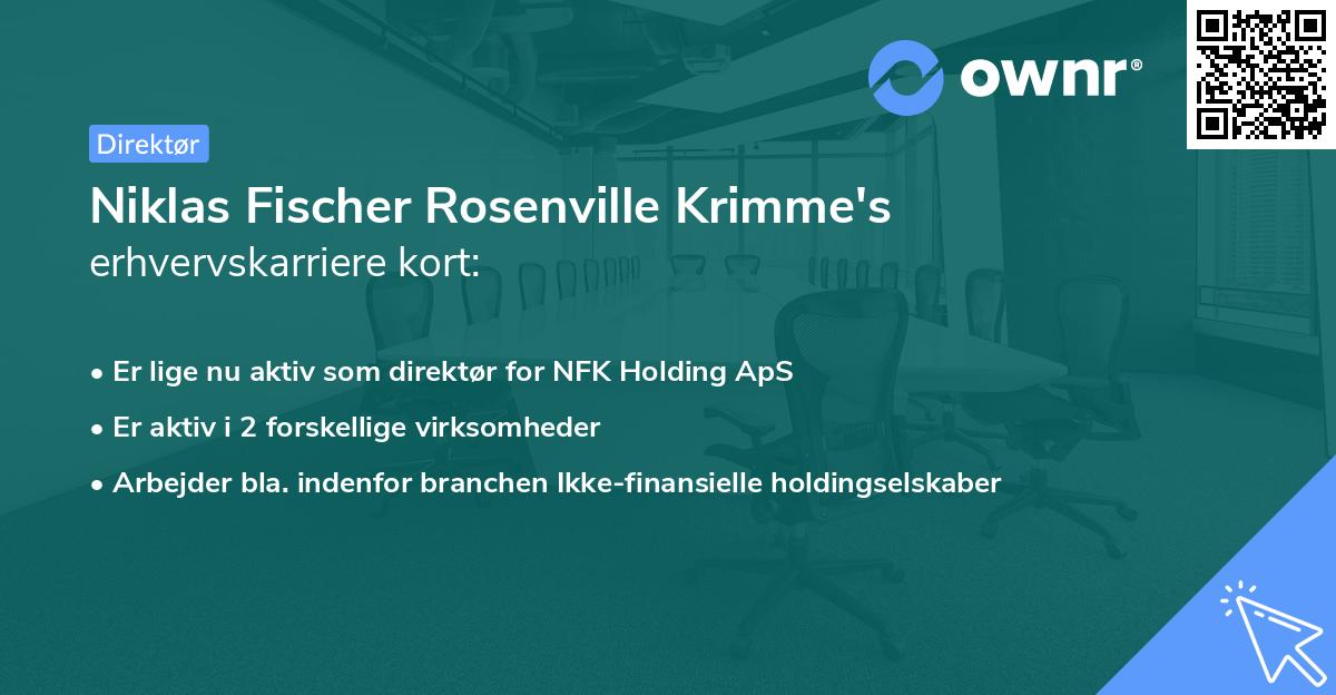 Niklas Fischer Rosenville Krimme's erhvervskarriere kort