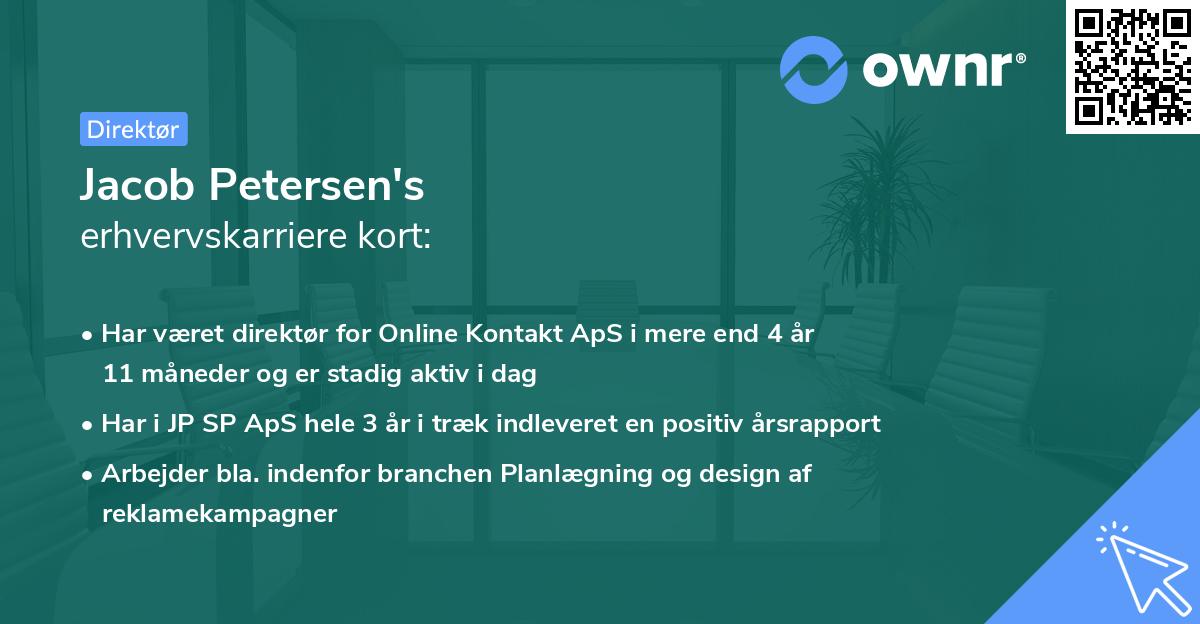 Jacob Petersen's erhvervskarriere kort