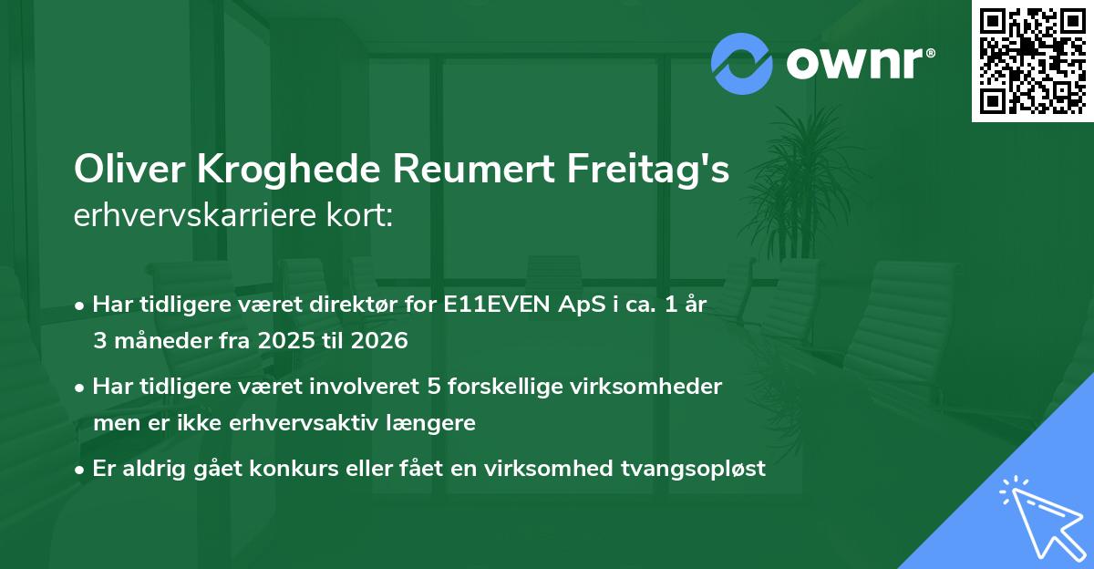 Oliver Kroghede Reumert Freitag's erhvervskarriere kort