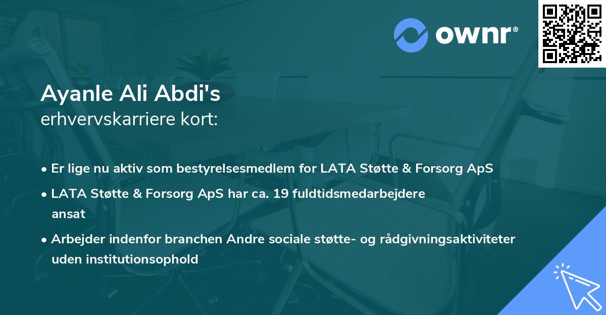 Ayanle Ali Abdi's erhvervskarriere kort