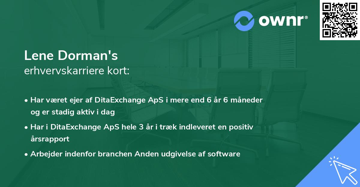 Lene Dorman's erhvervskarriere kort